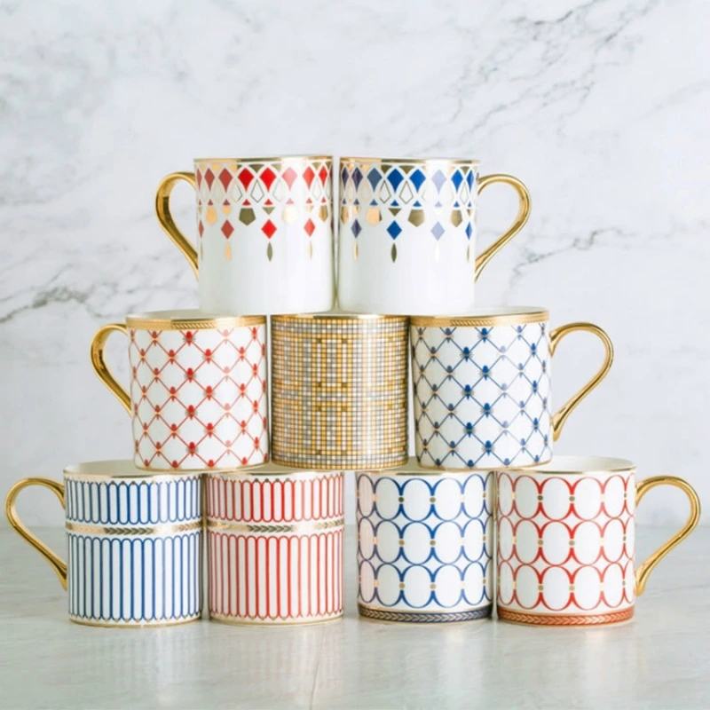 

Light luxury Ceramic Mug Tea Cups and Mugs Home Drinkware afternoon Tea Couple Cups for Lovers Gift Milk Coffee Mug Drop Ship