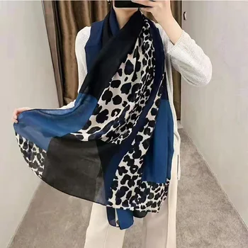 

New Leopard print hijab scarf cotton shawls muslim plain scarves fashion wraps headband scarves 1pc