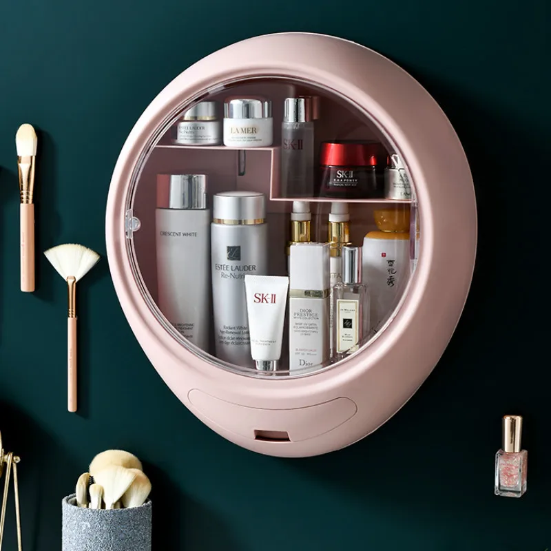 

Сетчатый красный ящик для хранения косметики, пыленепроницаемый настенный держатель для раковины в ванной комнате, креативная настенная стойка для ухода за кожей LB40611