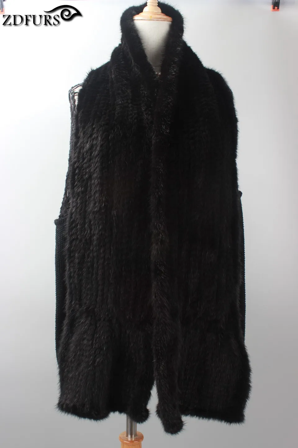 FXFURS Женский вязаный норковый меховой шарф ручной работы длинный теплый зимний меховой палантин меховая шаль 2 цвета