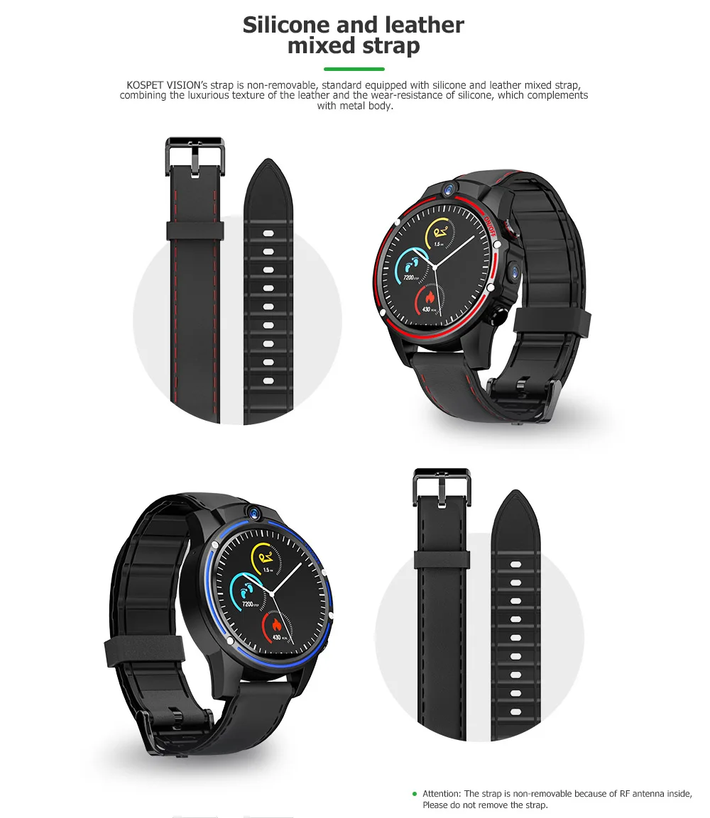 KOSPET Vision Smart Watch 15 Days Use Time Detachable Strap Full Touch Round Screen Heart Rate Blood Pressure Fitness Smartwatch