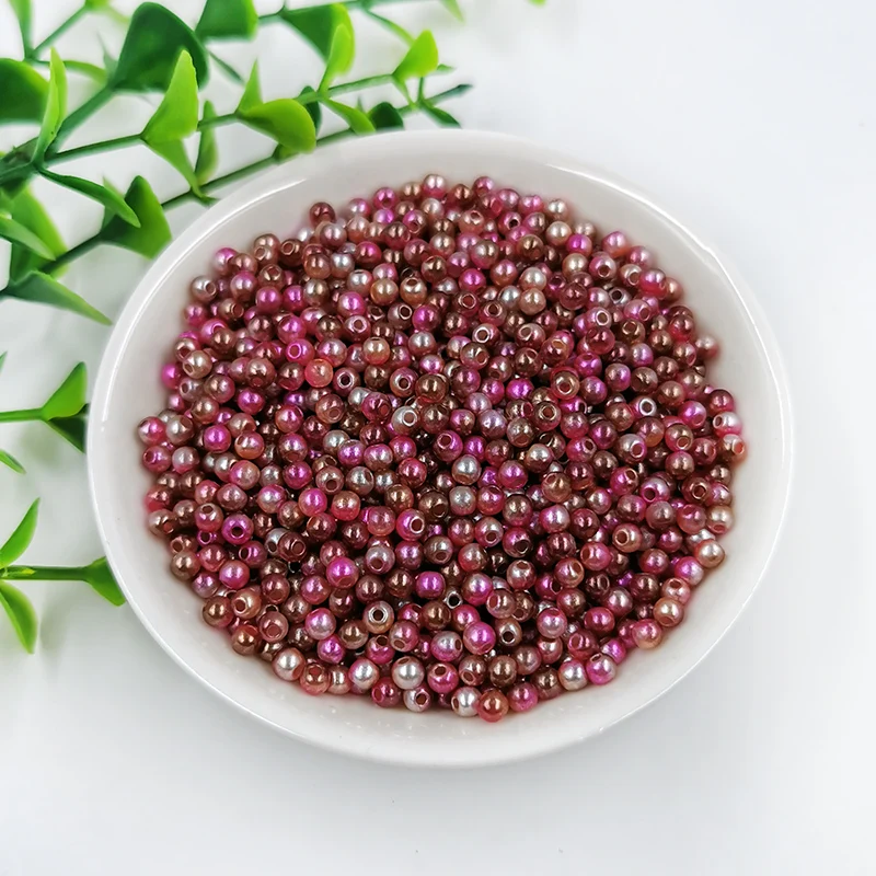 New Mix Rainbow Color Round 3mm ABS Imitation Pearl Plastic Beads Hole 1.0mm Loose Beads Diy Jewelry Necklace Making 1000PCS