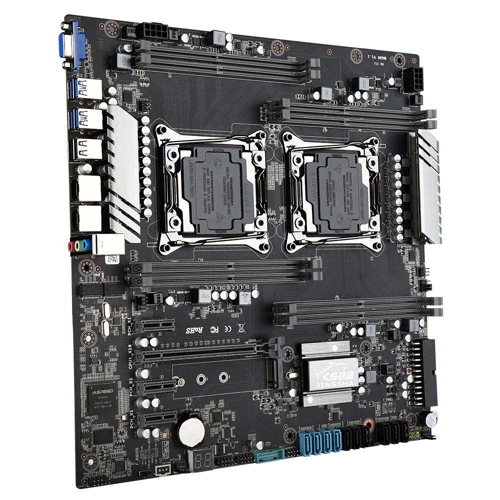 JINGSHA X99 двойной комплект материнской платы с 2шт E5 2678V3 и 8*32 Гб ddr4 ecc reg 2400 МГц RAM