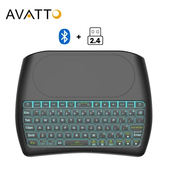 

AVATTO D8 Bluetooth 2.4G Dual Mode Rechargeable Mini Gaming Keyboard with Touchpad 7 Color LED Backlit for PC TV Box ipad iphone
