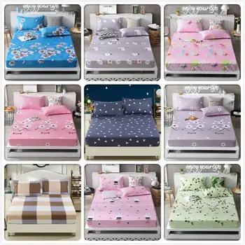 

1pc Fitted Sheet High Quality Mattress Cover 4 Corner With Rubber Elastic Band Adult Kids Child Single Twin Full Double Size