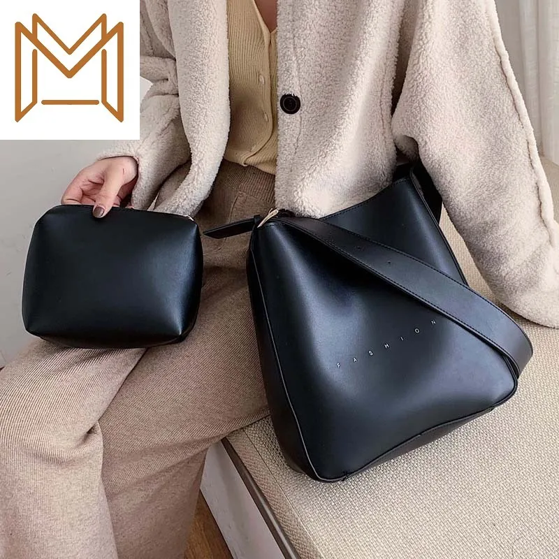 

Western Style Concise Capacity Bucket Package 2019 Season Bag Woman Texture All-match Messenger