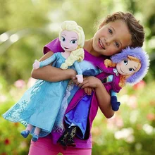 Muñeco de peluche de Elsa de La Reina de la nieve de 50 CM, muñeca de princesa Anna Elsa, juguetes de peluche Elza para niños, regalo de Navidad y cumpleaños para Halloween