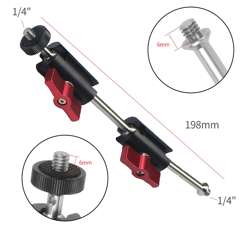 Feichao 360 Camera Magic Arm Tripod Mount Adapter Dual Ballhead 1/4'' Screw Articulating Connector for Camera Monitor Cage LED Light
