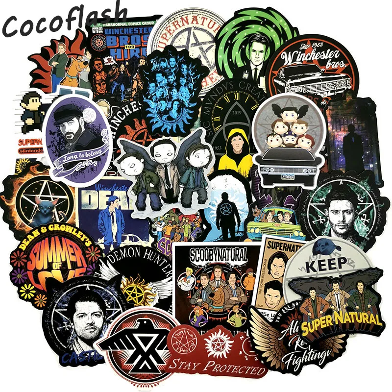 Hot 50Pcs SUPERNATURAL Stickers Waterproof Decal Laptop Motorcycle Luggage Snowboard Fridge Phone Car Sticker