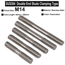 

1Pc M14 SUS304 Stainless Steel Double End Studs Clamping Type Headless Stud Bolt Screw Rod Tooth Stick Dual Head Threaded Bar