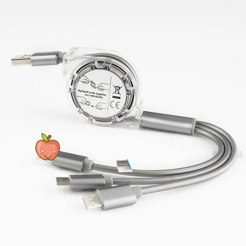 3In1 выдвижной кабель с разъемом Micro USB Type-C для мульти-кабель зарядного устройства