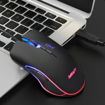 

G853 USB Wired Gaming Mouse 7 Buttons LED Backlit Ergonomic Mouse 4 Gears 3200 DPI Adjustable Optical Gamer Mice for Laptop PC