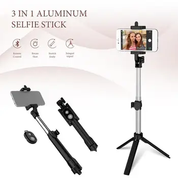 

3 in 1 Wireless Bluetooth Selfie Stick Foldable Mini Tripod Extendable Monopod with Remote Control for iPhone IOS Android