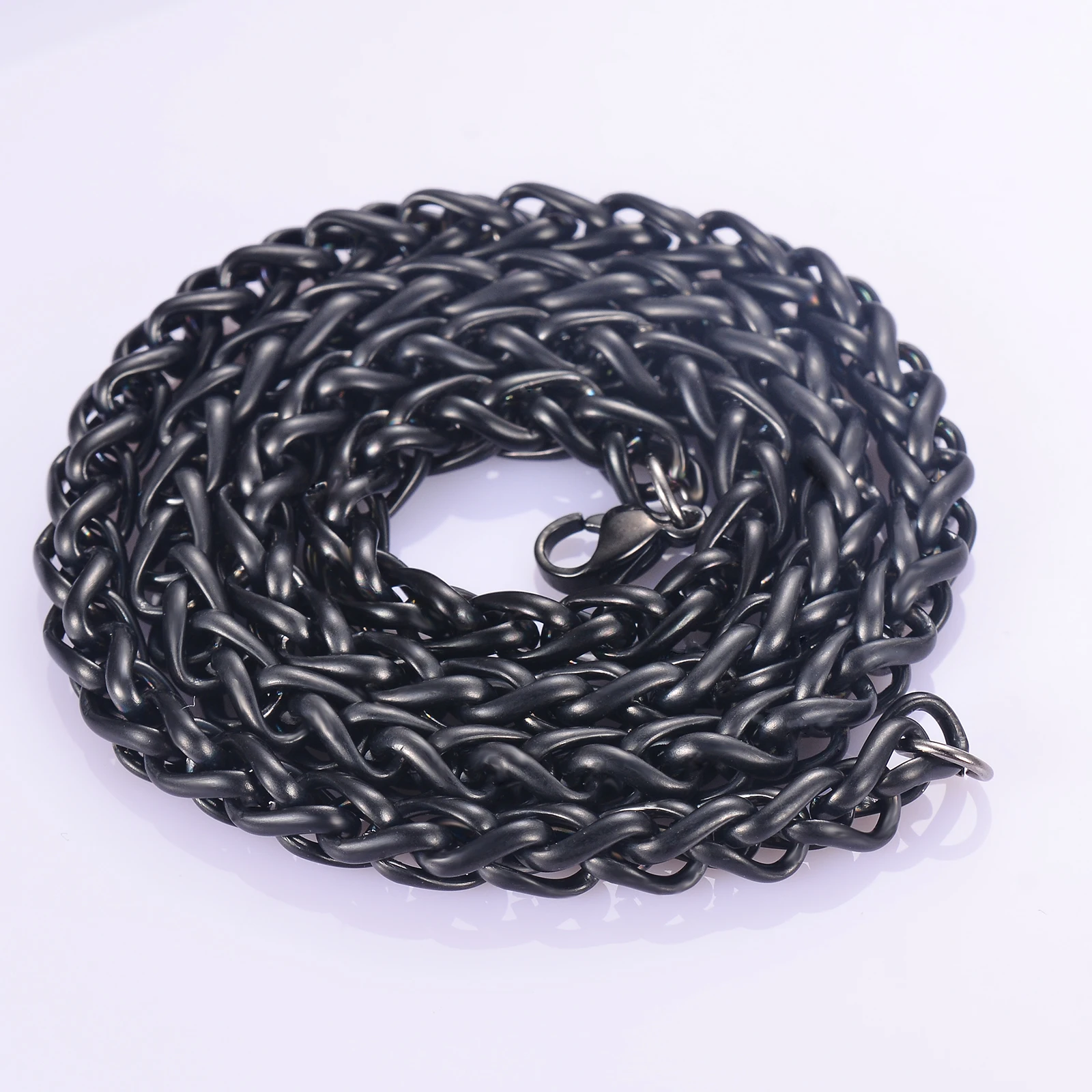 1 piece Width 3mm/4mm/5mm/6mm  Black Color Keel Link Chain Necklace For Men Women Stainless Steel Chain Necklace