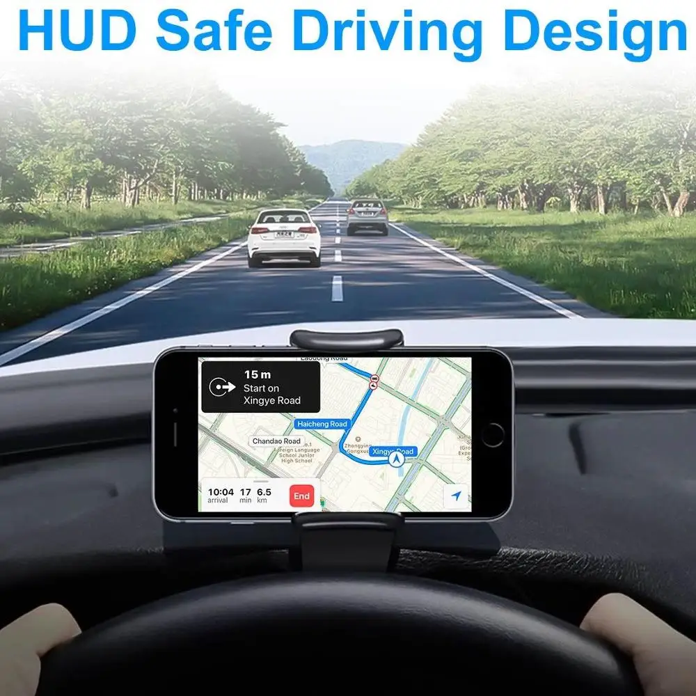 Tongdaytech HUD автомобильная подставка для телефона с регулируемым зажимом, Мягкий Нескользящий 6,5 дюймовый Кронштейн для мобильного телефона для iPhone, samsung, huawei