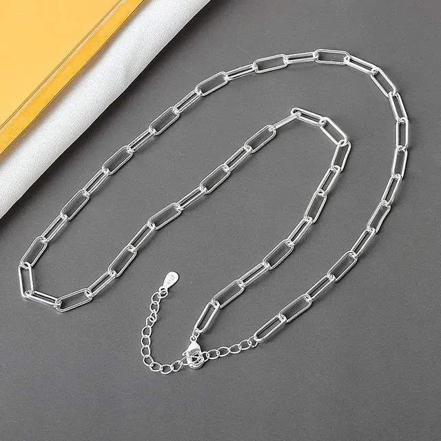Real 925 Sterling Silver Elegant hollowout chain Geometric Pendant Necklace Fine Jewelry For Women Wedding Party Bijoux 5
