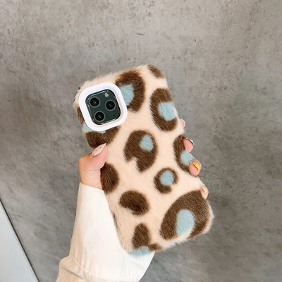 GlamPhoneCase Леопардовый плюшевый чехол для телефона для iPhone11Pro/Max X XS Max XR Мягкий силиконовый чехол для iPhone11 7 8 6 6s Plus