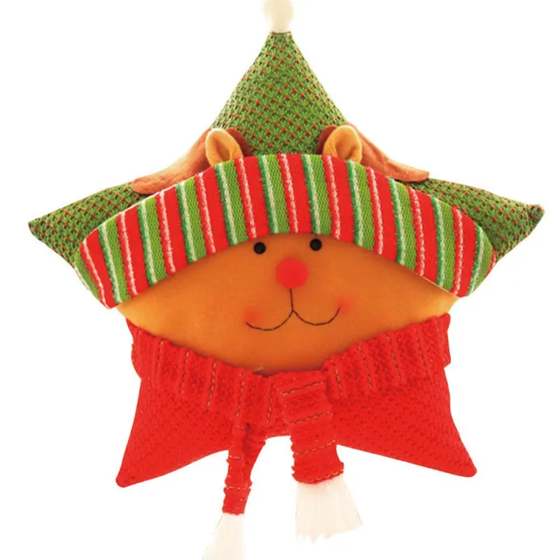 Christmas Cushion Five-pointed Star Shape Cartoon Santa Claus Pattern Cushion For Christmas Decoration