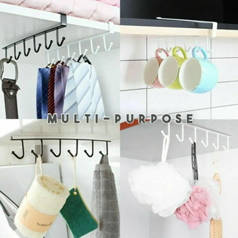 

Kitchen seamless nail-free hooks cabinet storage racks multifunctional wardrobe hooks row T8V2