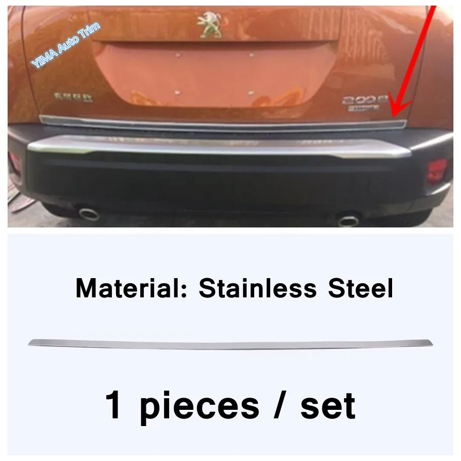 Rear Trunk Lid Cover Tailgate Trim Hatch Back Door Handle & Bumper Bottom Molding Boot Garnish Strip For Peugeot 2008 2020 2021