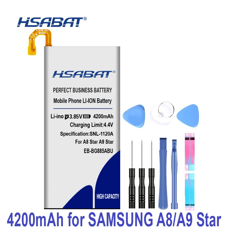 HSABAT 4200 мА/ч, EB-BG885ABU Батарея для Samsung Galaxy A8 звезда(A9 звезда) SM-G885F SM-G8850 SM-G885Y