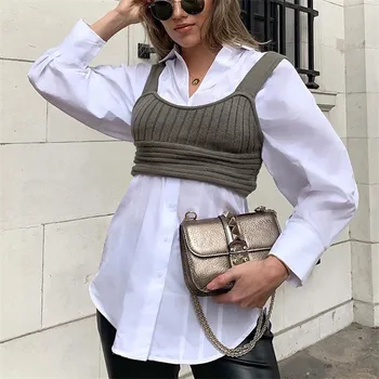 

Stylish Sexy Cropped Knitted Tops Retro Sleeveless Backless Straps Female Vest Shirts Blusas Chic Camis Tops