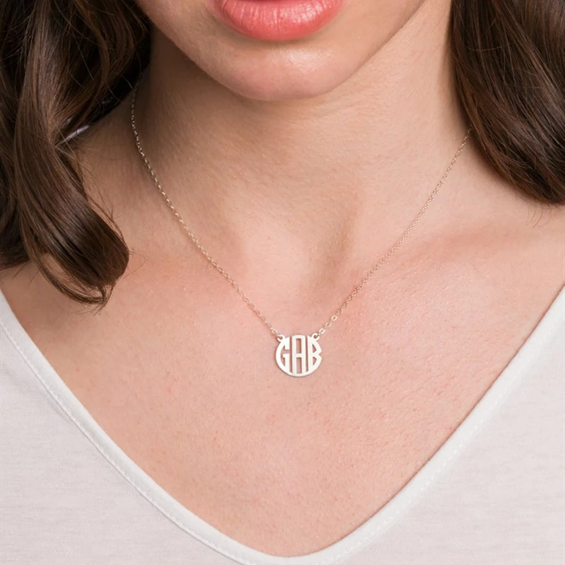 Monogram Necklace Pendant Stainless 