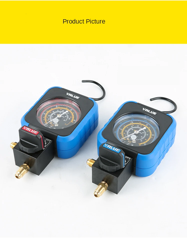Wert VRM1-B-0403 R22 R410 High-präzision Anti-kollision Kältemittel Gauge Fluor Tabelle Klimaanlage Gauge – Detail 6