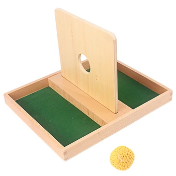 

Infant and Tollder Montessori Imbucare Ball Board With Yellow Flip Lid Knit Ball Infant 8-12 Months Home Games Toys for Children