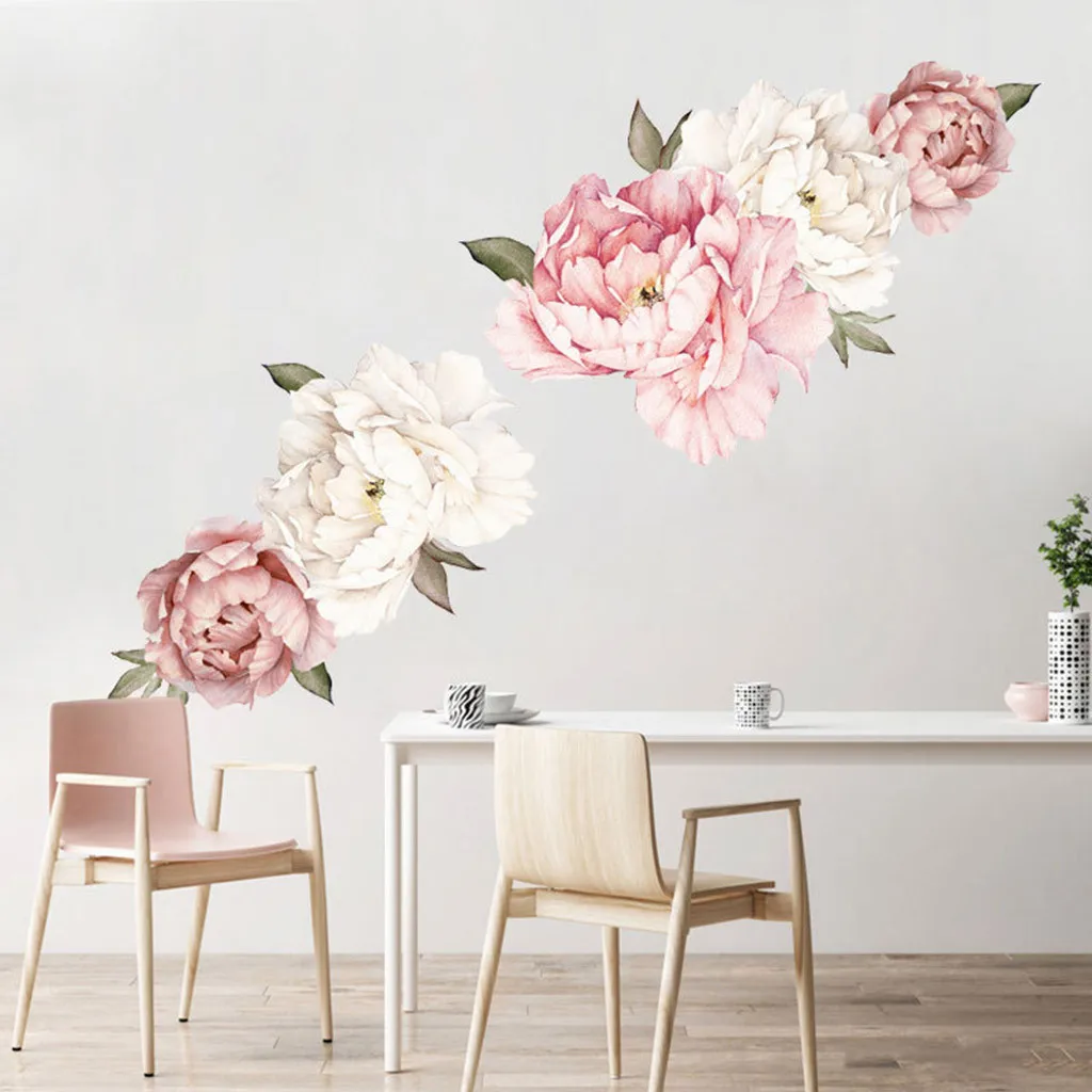 

Peony Rose Flowers Wall Sticker Art Nursery Decals Kids Room Home Decor Gift Home Decor Wall sticker Pink peony 2019