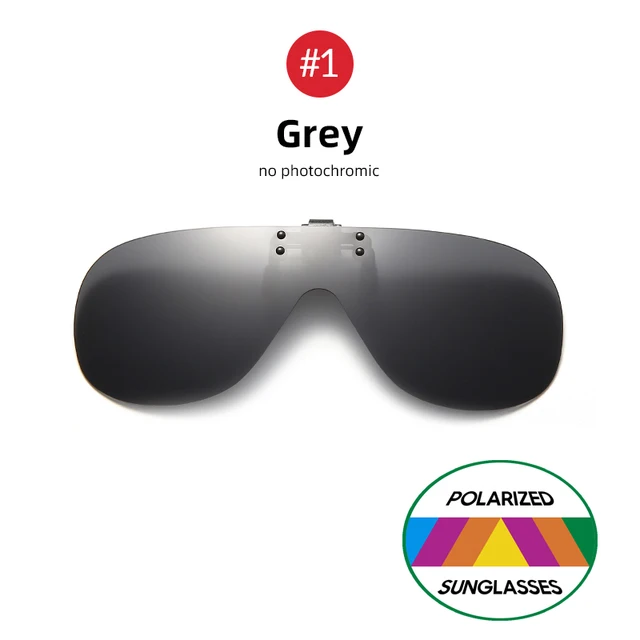 VIVIBEE Rimless Flip Up Clip On Sunglasses Men Driving UV400 Polarized Mirror Blue Lens Fishing Big Size Fancy Design Eyeglasses 1 Grey