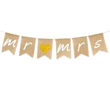 В европейском и американском стиле, Рождество Свадебная вечеринка украшения в форме сердца льна в стиле ретро подвесной флаг MR белье ласточкин хвост флаг