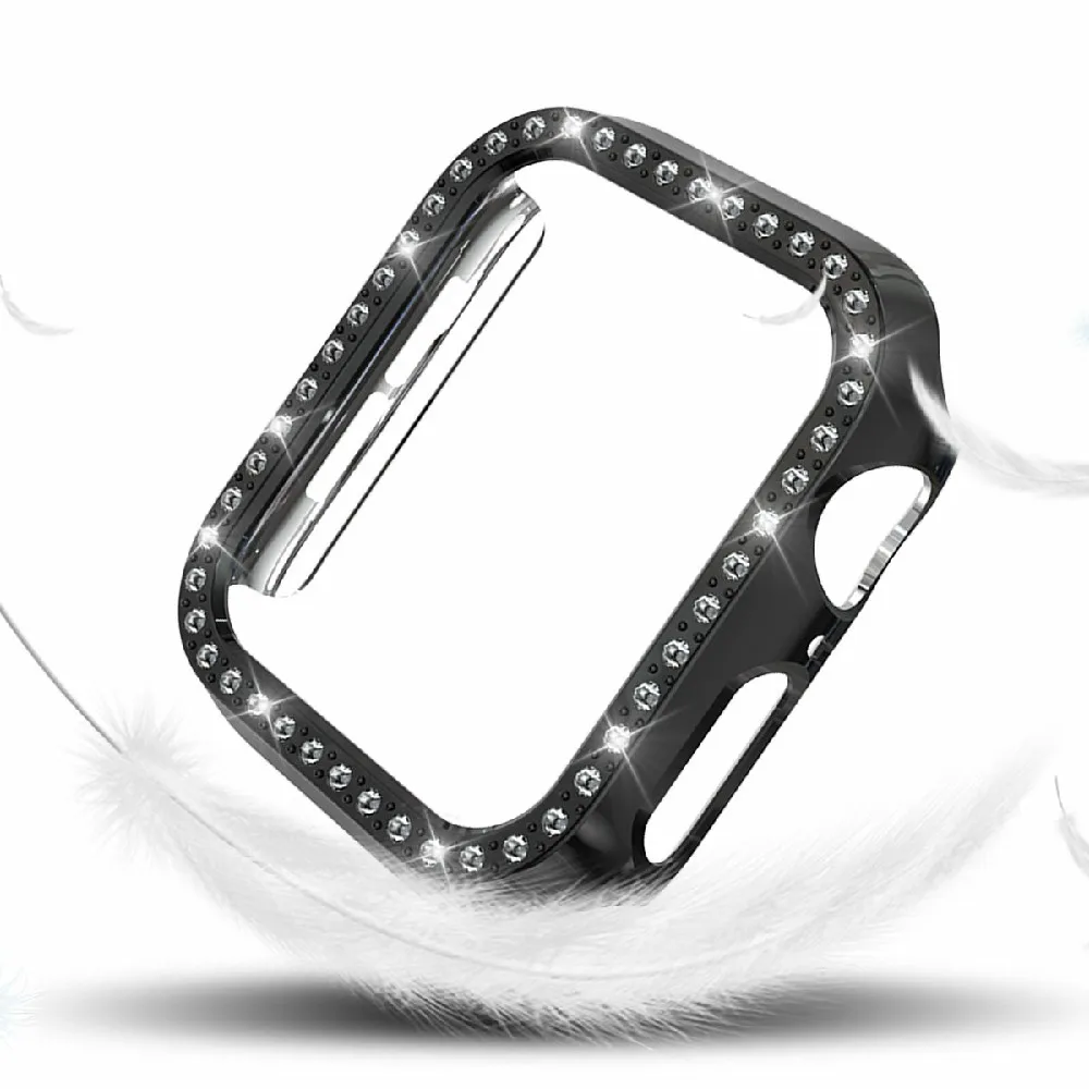Черный блестящий Бампер Защитный чехол для Apple Watch Series 4 чехол Блестящий Алмазный чехол для iWatch 44 мм 40 мм Чехлы оболочка