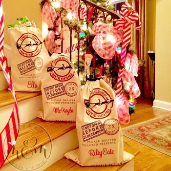 

Extra Large Cotton Drawstring Christmas Santa Claus Sack Gift Present Bag candy wrapping package Storage Decoration Supply favor