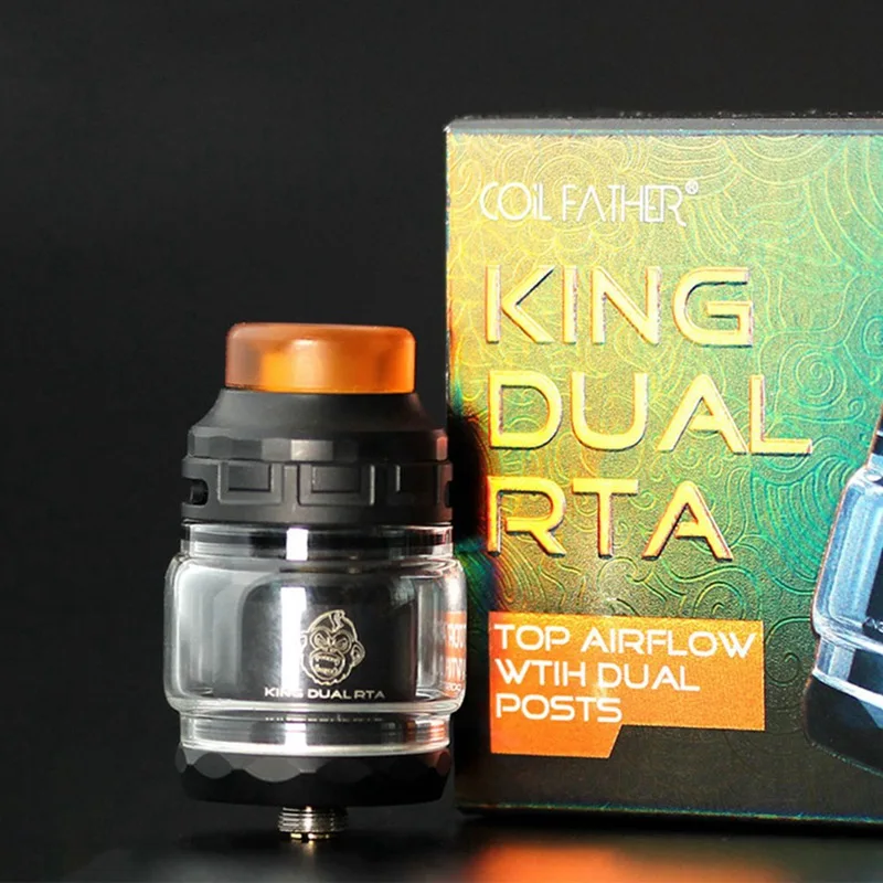 

2019 Coil Father King Dual RTA 4ml DIY Rebuiltable Atomizer Tank Two Post 24mm Ecigarette Vape Wire Coil Cotton Drop RDTA