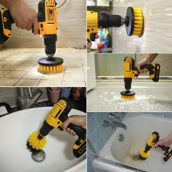 

Household Kitchen Electric Cleaning Brush Three-piece Brush Bathroom Cleaning Head Tool Floor G8J3