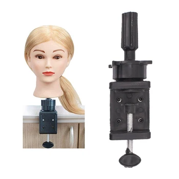 Billige MagiDeal Haar Salon Friseur Mannequin Leinwand Kopf Perücke Halter Schreibtisch Clamp