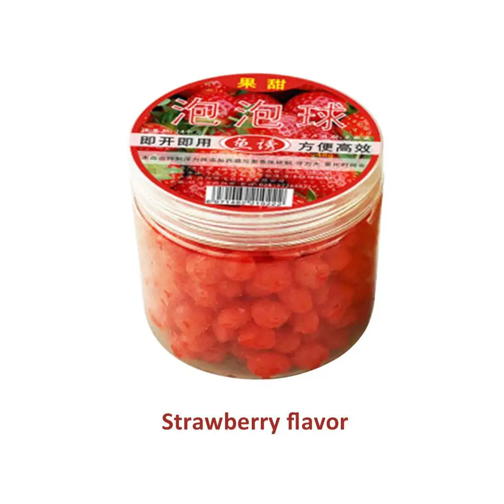 Strawberry flavor 1 бутылка поп плавающий Карп Рыбалка зерновые фрукты вкус приманки Мячи кормушка искусственный Карп Бойлы приманки Bola Isca De Pesca - Цвет: Strawberry flavor