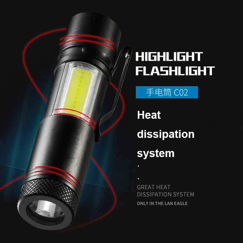 

Q5+COB LED Flashlight Portable Super Bright Adjustable Diving Torch LED Use AA Battery Waterproof in life Lighting lantern