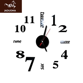 

JADUOMA 3D Wall Clock Sticker Sweeping Movement DIY Clock Stickers On The Wall Needle And Digital Acrylic Clock Home Decoration