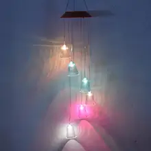 Светодиодный солнечный ветряной колокольчик, Рождественская маленькая труба, наружный домашний подвесной орнамент, ручной работы, инновационный подвесной светильник для украшения сада