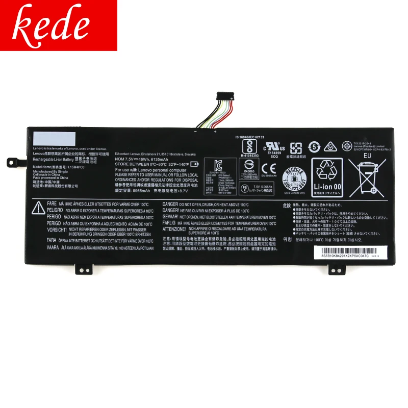 Kede ноутбук аккумулятор для Lenovo IdeaPad 710S-13ISK xiaoxin Air 13 L15M4PC0 L15S4PC0 L15L4PC0 7,5 V 46wh