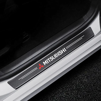 

4PCS Car Stickers Sill Scuff Anti Scratch Carbon Fiber For Mitsubishi RalliArt Lancer Ralli Art 10 Asx Car Emblems Badge