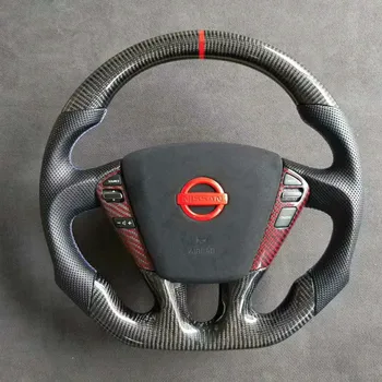 

YeederCar Cuatomized Trim Real Carbon Fiber Sports Steering Wheel Alcantara Leather compatible for Nissan TEANA ALTIMA 2014-2020