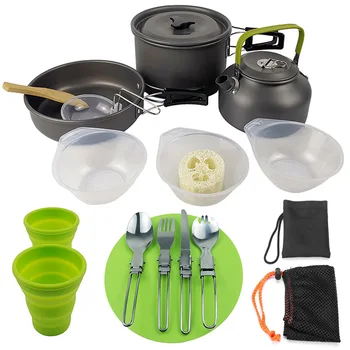 

Aluminum Alloy Camping Pot Hiking pot combination portable tableware camping cookware set kitchen utensils hiking