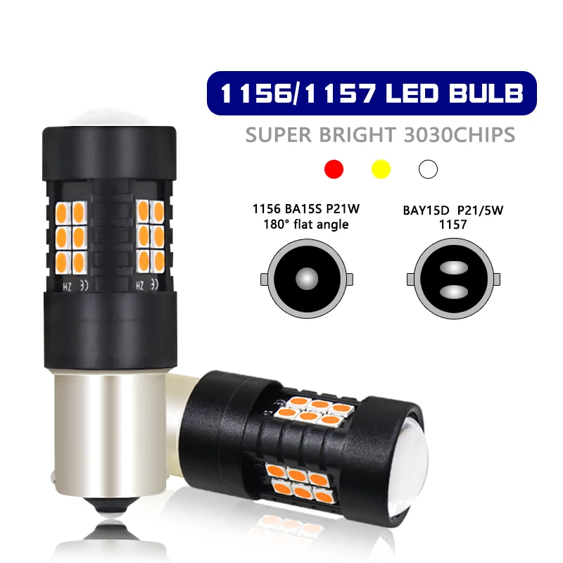 2 шт. Автомобильная сигнальная лампа 1156 P21W BA15S Led PY21W BAU15S лампы 1157 P21/5 Вт BAY15D Canbus 12V 3030 21SMD поворот стороны