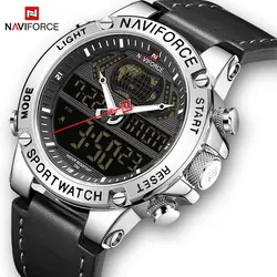 NAVIFORCE Топ люксовый бренд Мужские часы кожаные водонепроницаемые спортивные мужские кварцевые аналоговые часы цифровые часы мужские Relogio
