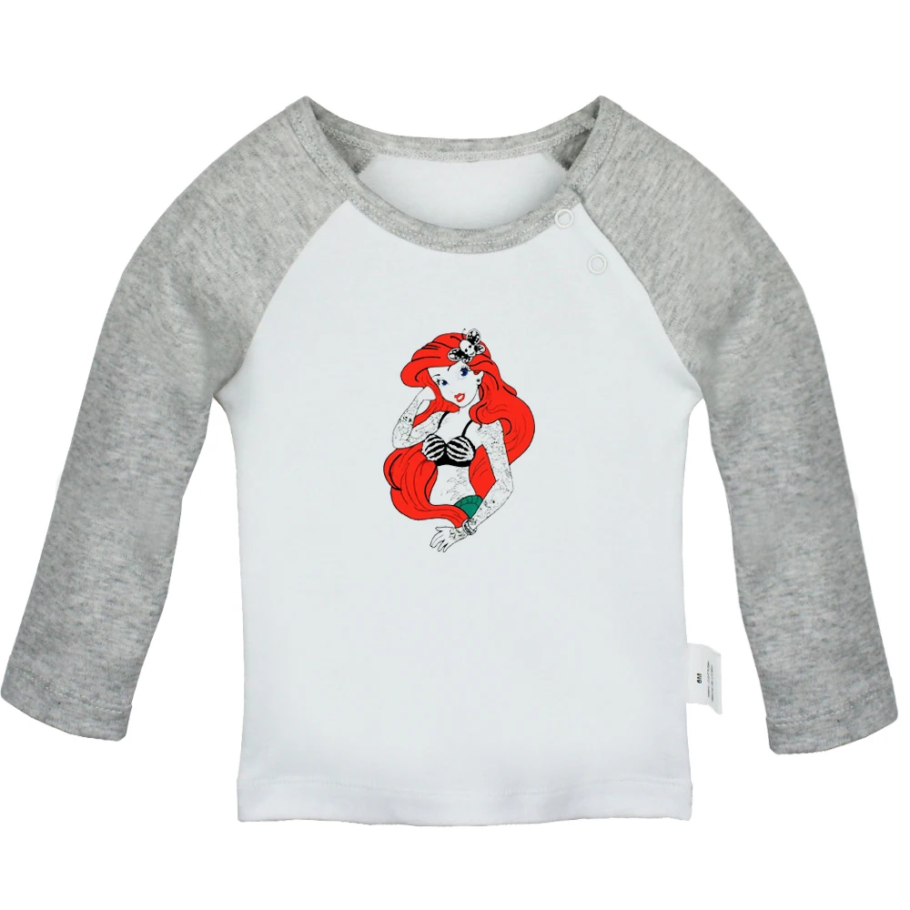 Cute Cartoon The Little Mermaid Princess Ariel Design Newborn Baby T-shirts Toddler Printing Graphic Raglan Long Sleeve Tee Tops - Цвет: JcBabyYCG002C