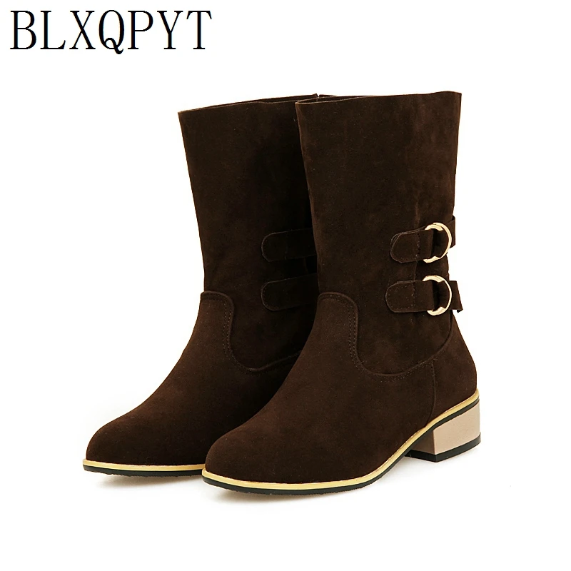 

BLXQPYT Big Size 34-48 Autumn winter Boots Women Fashion Round Toe platform warm winter Heels Party Wedding casual Shoes 716