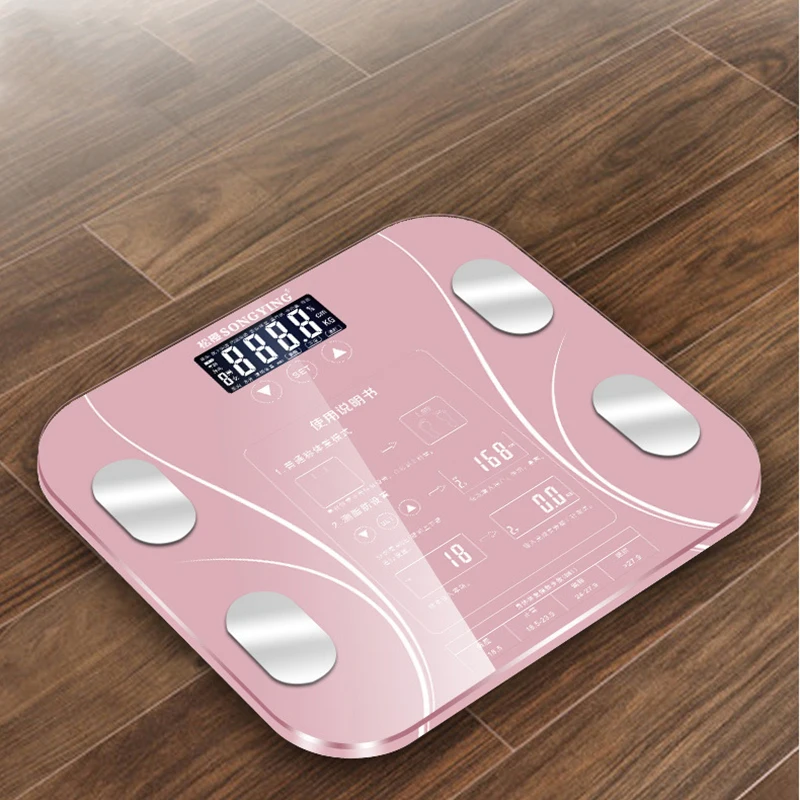 Смарт-весы для жировых отложений, ЖК-цифровой беспроводной Bluetooth приемник, BMI монитор веса, анализатор здоровья, фитнес-инструменты для похудения, весы - Цвет: B-Pink